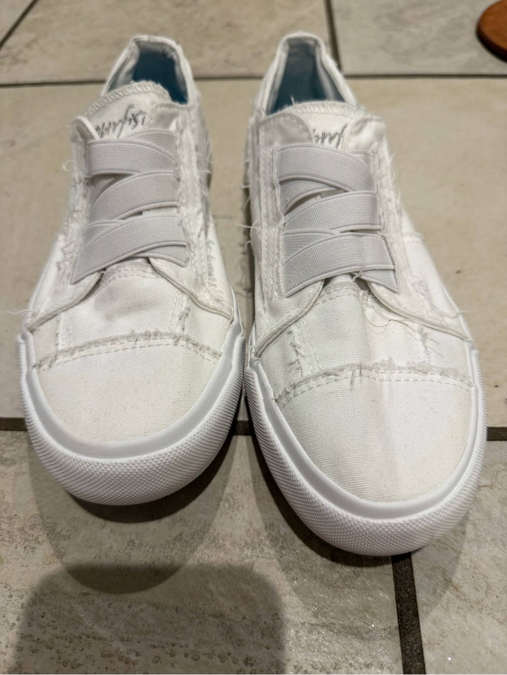 Blowfish White Frayed Canvas Slip-On Sneakers